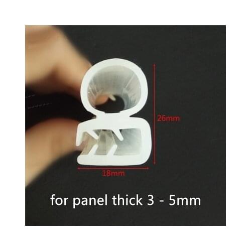 Silicone U Strip Bulb Strip for 3 - 5mm thick Glass Metal Wood Panel Edge Encloser Shield 18 x 26mm 1m White