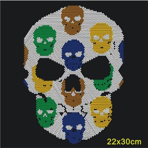Rhinestone Stripes Motif Skull Rhinestones Garment Rhinestone Crafts Custom Original design 5Pieces Diy T-Shirt Accessories