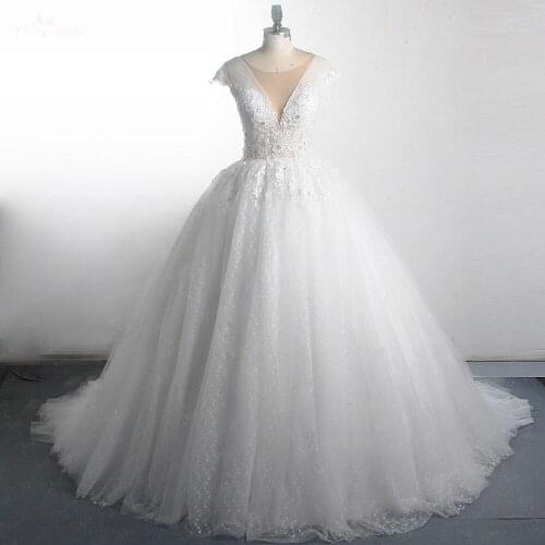 RSW1517 Illusion Cap Sleeves Africa Ball Gown Bridal Dress Vestido De Noiva 2019 Robe De Mariee