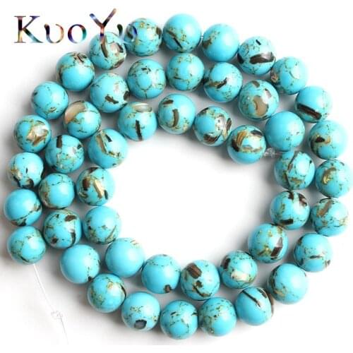 Light Blue Shell Turquoises Stone Synthesis Beads Round Loose Spacer Beads For Jewelry Making DIY Bracelets 15'Strand 4-12mm