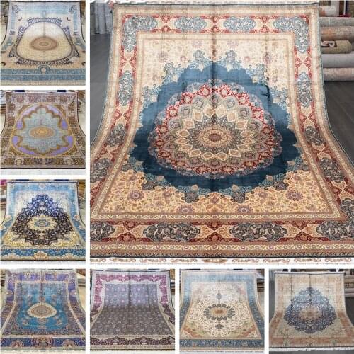 YILONG 8'x10' handmade turkish silk carpets bedroom traditional Iranian rug