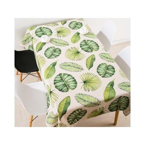 Thicken nordic linen tablecloth table cloth garden fresh green leaf simple modern coffee rectangular home decoration table cover