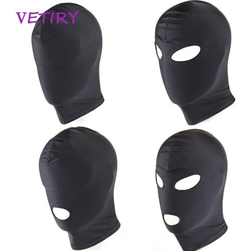 VETIRY Soft Sexy Head Mask Sex Headgear Black Slave Restraint Hood Mask SM Sex Toys for Couple Adult Game Restraint Hood Mask