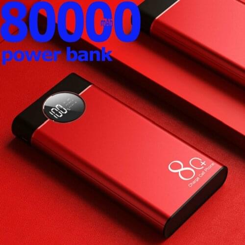 Moblie Bank 80000mAh Big Capacity Digital Display Portable Safe Fast Charging LED External Battery for Xiaomi Iphone Samsung
