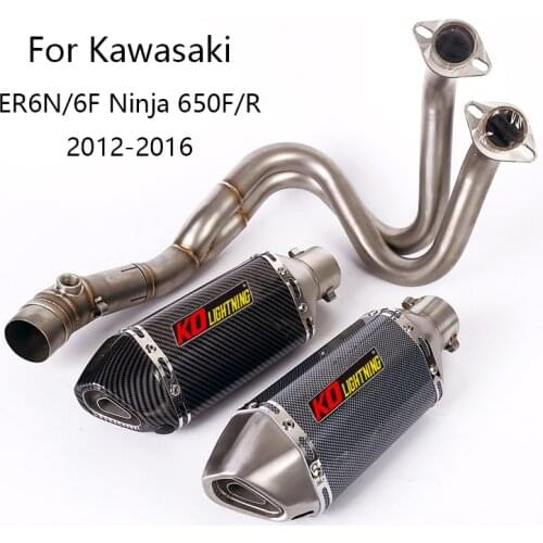 For Kawasaki ER6N ER6F 2012-2016 Motorcycle Exhaust Pipe Header Mid Pipe Slip On 51mm Muffler Escape with DB Killer Ninja 650R/F