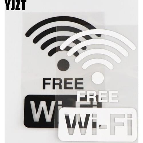 YJZT 10X14.9CM FREE Wi-Fi Tips Vinyl Decal Car Sticker Interesting Cartoon Creative Black/Silver 4C-0151