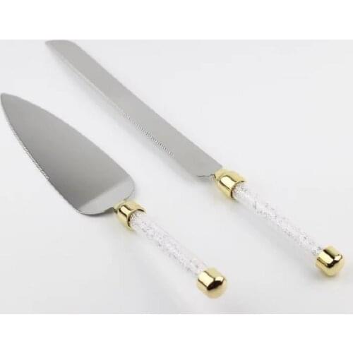 Western Cutlery Wedding Birthday Party Crystal Cutlery Stainless Steel Cake Knife Cutting Cake Set Western Cutlery Knife and For