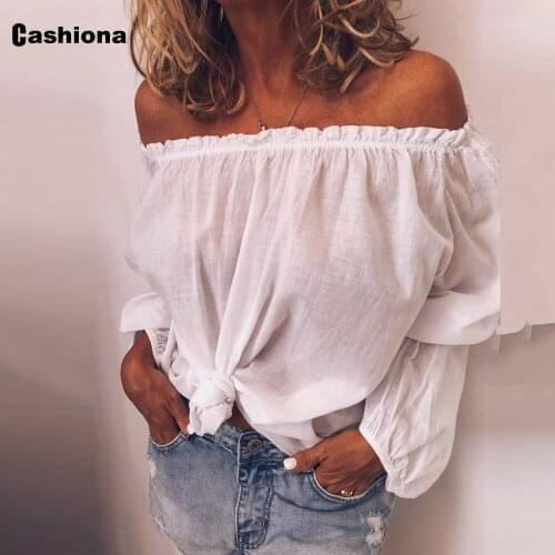 Cashiona 2021 Summer Casual Ladies Slash neck Top Beach Shirt Plus Size 4xl 5xl Women Raglan Sleeve Blouse Sexy Female Clothing
