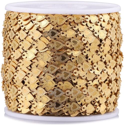 2Meter Lot Width 5mm Filled Gold Heart Curb Chain Roll Stainless Steel Chains for DIY Necklace Jewelry Making Supplies Wholesale