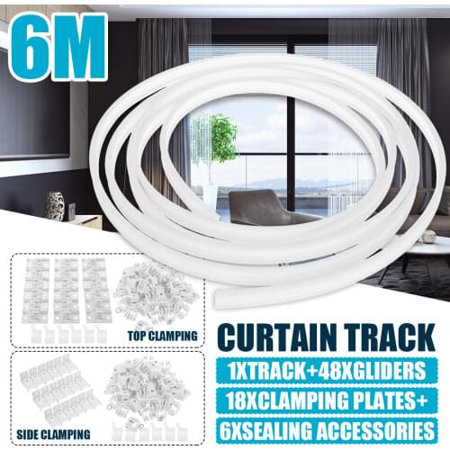 5m Flexible Ceiling Mounted Curtain Track Rail Straight Slide Windows Balcony Plastic Bendable Home Window Decor Accessories