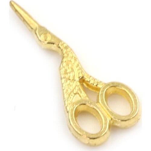 1pcs Simulation Crafts Toys Sewing Gold Scissors Furniture Toy Mini Metal Scissors For 1:12 Dollhouse Miniatures Accessories