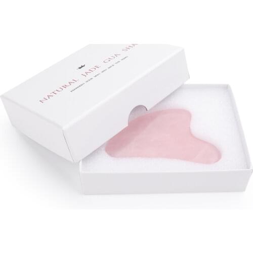 Rose Quartz Jade Guasha Board1PC Pink/Green/White with Gift Box Natural Stone Scraper for Face Neck Back Body Pressure Therapy
