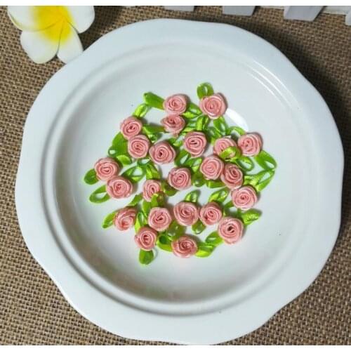 10pcs Flower Applique Orange Rose Patch Sewing Fabric Dress Trim Stickers 3D Flower Parche Ribbon collar applique parches ropa