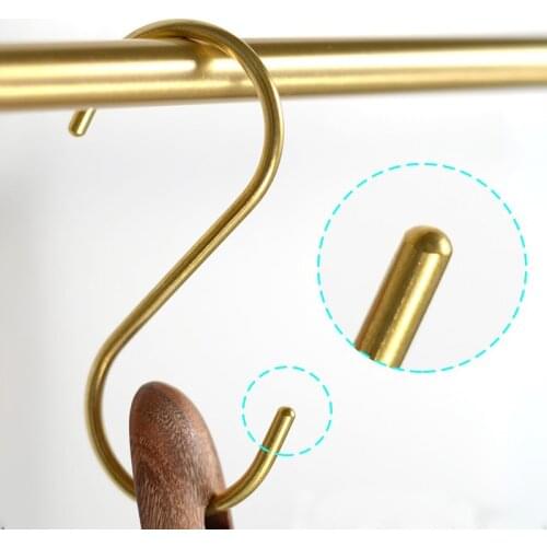 10Pcs Brass shelf hook Nordic creative s shape kitchen decorative clothing pole towel bar single hook fittings