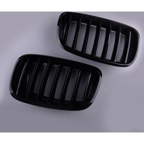 2Pcs Front Grill Kidney Glossy Black Fit for BMW X5 E70 X6 E71 Hybrid E72 2009 2010 2011 51137157687 51137157688 51137307599