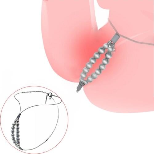 304 Stainless steel chain chastity Device adjustable and steel ball labia clip massage female chastity belt adult games sex toy