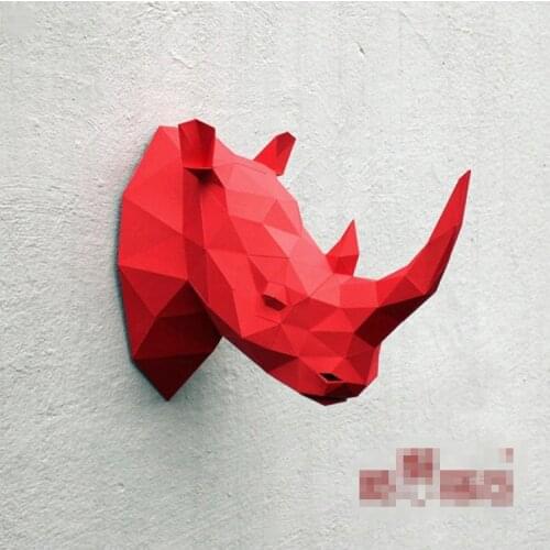 3D Paper Model Rhinoceros Rhinos Papercraft Animal Home Decor Wall Decoration Puzzles Eductional DIY Toys Gift for Kids