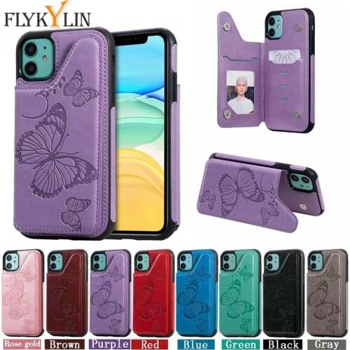 3D Butterfly Leather Case for iPhone XS 11 Pro Max XR X Flip Wallet Cover on for iPhone 8 7 6S 6 Plus SE 2020 11Pro Phone Case