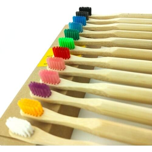 4pcs/Pack Hot Bamboo toothbrush Eco Friendly products mixed color Soft bristle tooth 100%biodegradable Oral Cleaning tooth