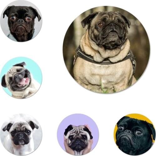58mm Cute Black Pug Dog Icons Pins Badge Decoration Brooches Metal Badges For Clothes Backpack Decoration