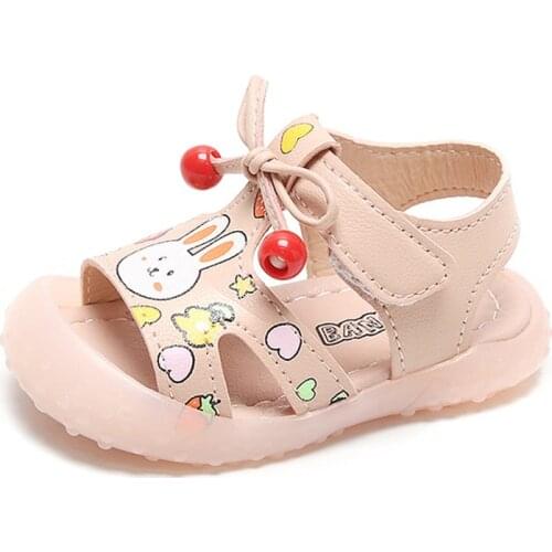 2021 New Baby Summer First Walkers Size 15-25 Shoes Girls Rabbit Beach Sandals Infant Toddler Girls Princess Non-Slip Dress Shoe