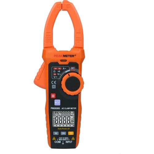 PEAKMETER PM2028S Digital Clamp Meter 6000 Count Multimeter AC DC Volt Ohm Amp meter Frequency Tester NCV LPF Data hold backlig
