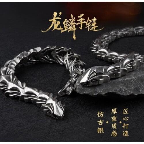 Dragon Black vintage punk bracelet for men stainless steel fashion Jewelry hippop street High quality