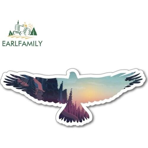 EARLFAMILY 13cm x 5.4cm for Eagle Landscape Car Stickers Sunscreen Creative Decals Windshield Motorcycle Decor Car Goods