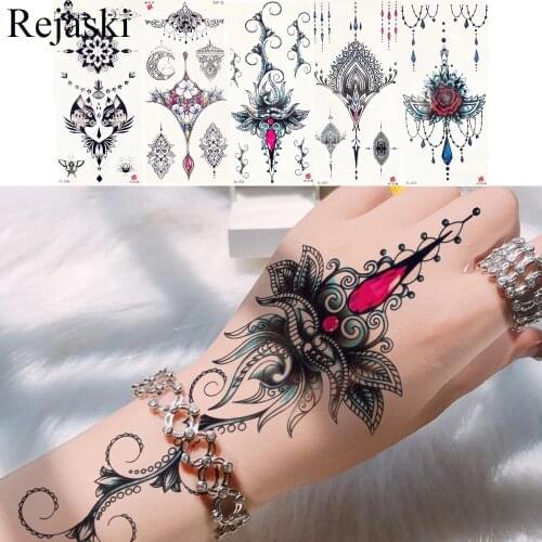 Tribal Pendants Bracelet Water Transfer Tattoo Stickers Girl Hand Body Chest Art Temporary Tattoo Under Breast Arm Tatoos Chains