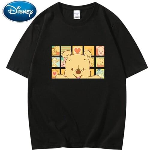 Disney Winnie the Pooh Bear Family Cartoon Print Couples Unisex Women T-Shirt O-Neck Pullover Short Sleeve Tee Tops 10 Colors
