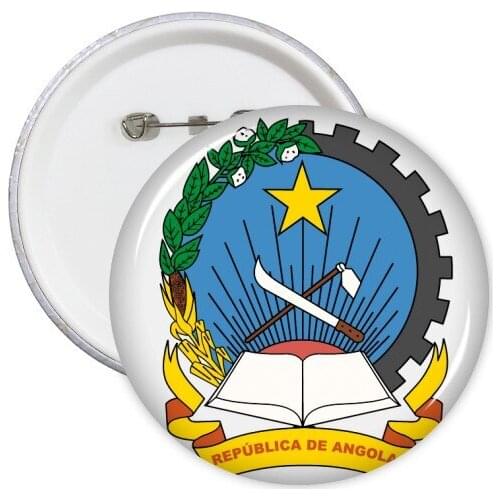 Luanda Angola National Emblem Round Pins Badge Button Clothing Decoration 5pcs Gift