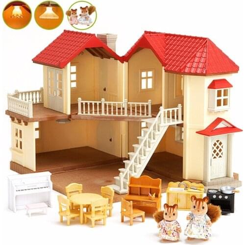 DIY Doll House Forest Animal Villa Set DIY Toy Simulation Furniture Bedroom Set Animal Family Toys Set Children Xmax Gift