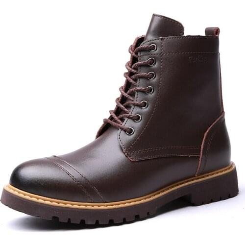 Men boots high-top boots man Bullock Mens Boots lace-up leather male causal shoes 2020 Winter New Boots