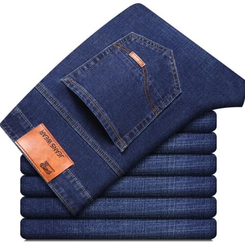 2021 New Cotton Regular Fit Mens Jeans High Quality Business Casual Stretch Denim Pants Male Brand
