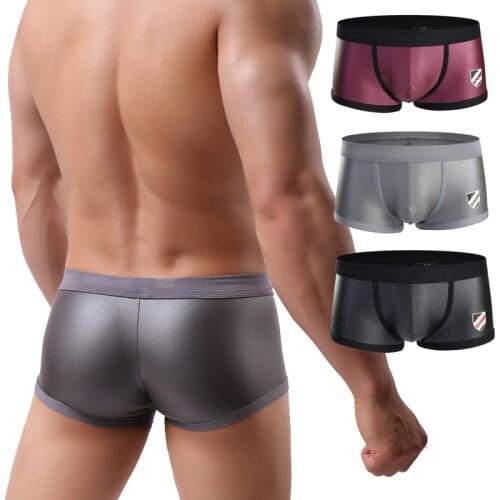 Brave Person Boxer Men Male Underwear Cueca Masculina Imitation Leather Boxershorts Men Calzoncillos Hombre Boxer Marca