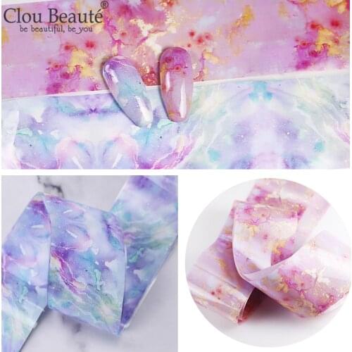 Clou Beaute Marble Series Nail Foils Transfer Sticker Holographic Nail Art Decorations Manicure Accessories 4*100cm/Roll Design