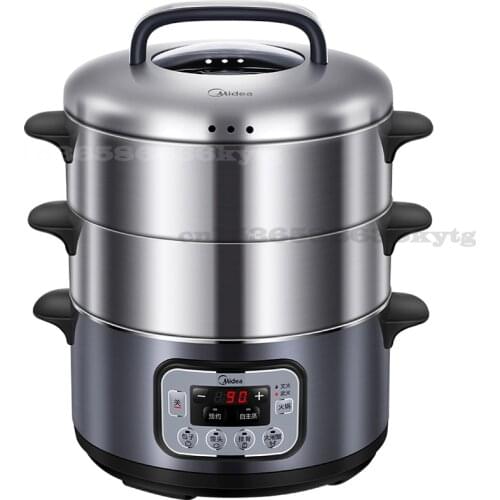 Stainless Steel Electric Food Steamer 8.6L 1500W Multifunctional Double-layer Electric Steamer Anti-dry Timing Steamed Pot