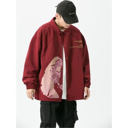 New Autumn Men Clothing Casual Loose Jacket Coat Japanese Style Print Youth Streetwear Plus Size 5XL