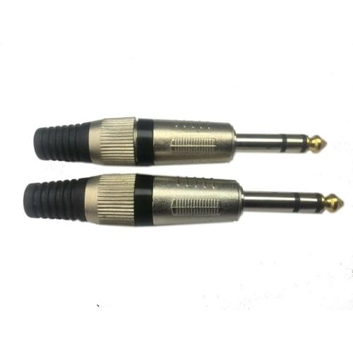 Wholesale 10pcs/lot 6.35mm Stereo Audio Plug Head Gold Plated Black