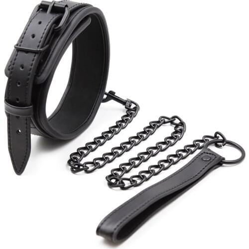 Bdsm Collar Leather And Iron Chain Link bdsm Slave Collars Women Bondage Collar Sex Toys For Couples Adults Sex Restraints
