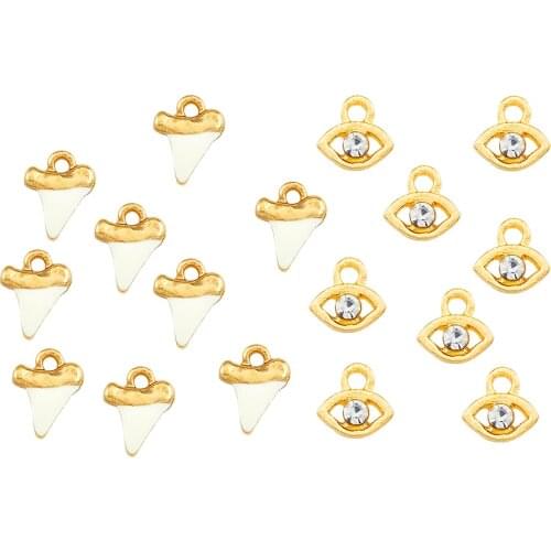 10Pcs Charms Gold Color Alloy Teeth Eye Pendant For Necklace Earrings DIY Accessories Jewelry Making Findings Handmade Crafts