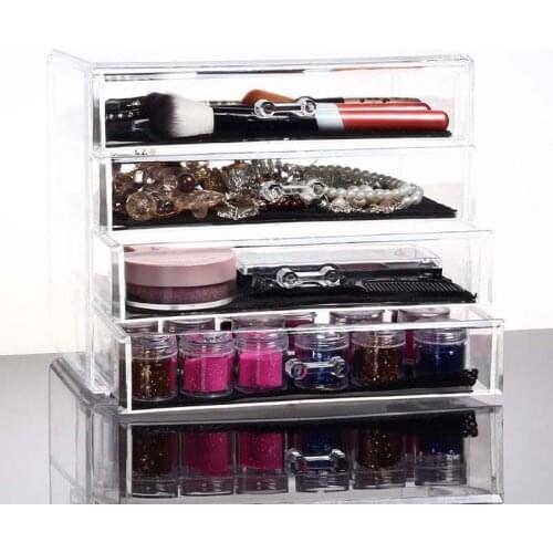 Portable Transparent Makeup Organizer Storage Box Acrylic Makeup Organizer Cosmetic Organizer Makeup Storage Drawers Organizer