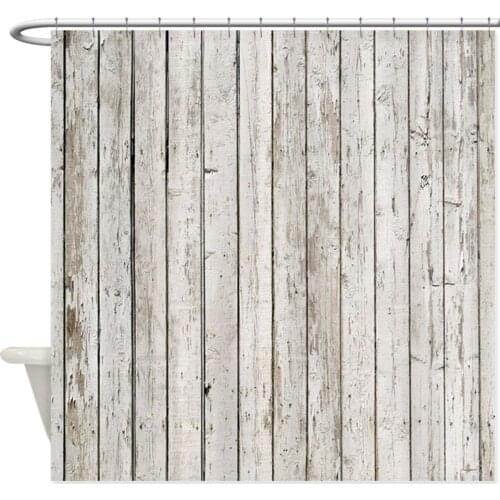 Shabby Chic White Barn Wood Decorative Fabric Shower Curtain