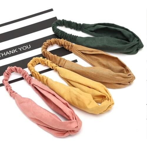 Women Summer Autumn Suede Headband Vintage Cross Knot New Elastic Hair Bands Soft Solid Girls Korean Hair Bows Accessories