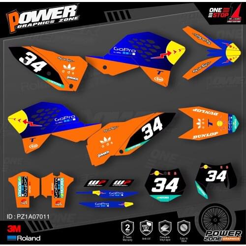 PowerZone Custom Team Graphics Backgrounds Decals 3M Stickers Kit For KTM SX SXF MX 07-10 EXC XCW Enduro 08-11 125 to 500cc 11