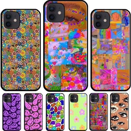 Psychedelic Indie Aesthetic Soft TPU Cover For iPhone XR X XS 11 12 Pro Max 12 Mini SE 2020 6S 7 8 Plus Phone Case