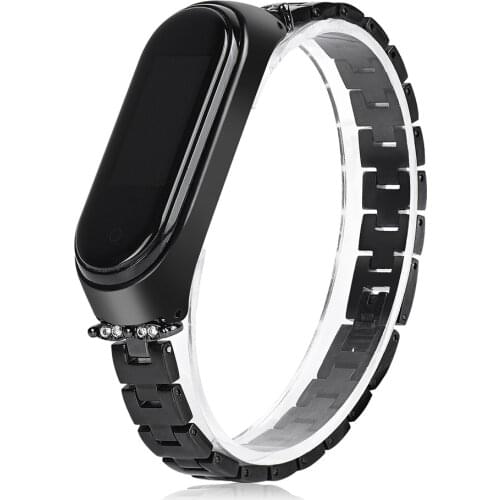Luxury Stainless Steel Strap for Xiaomi Mi Band 4 3 Watch Bracelet for MIband4 Women Diamond Metal Belt