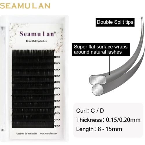Ellipse flat lashes Matte Flat Eyelash Extensions Individual Mink soft Split-tips fake eyelash Volume Dark Black eyelash matte