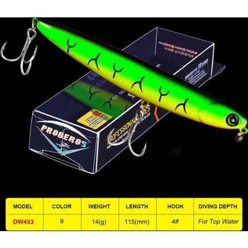 1PC VIB Pencil Fishing Lures Fishing Tackle 11.5cm-4.53"/14g-0.49oz 9 color available With 4# BKB Hook VIB Baits With Box