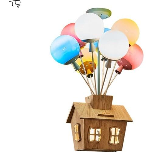 Nordic Modern Minimalist Balloon Pendant Lights Acrylic Wood Flying House Hanging Lamp for Kids/boys Room Decor Bedroom Bedside